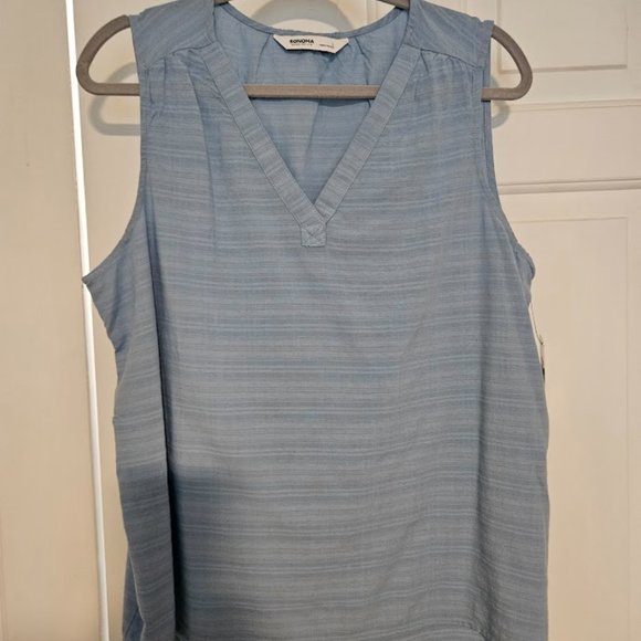 NWT Sonoma V Neck Sleeveless top. Size Large 55%Cotton/45% Rayon - Picture 1 of 9